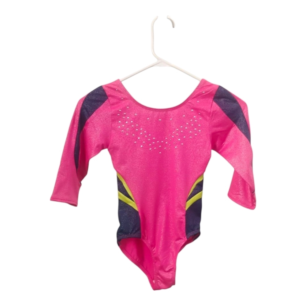 Danskin Girls Three Quarter Sleeve Gymnastics Leotard. Size 7/8